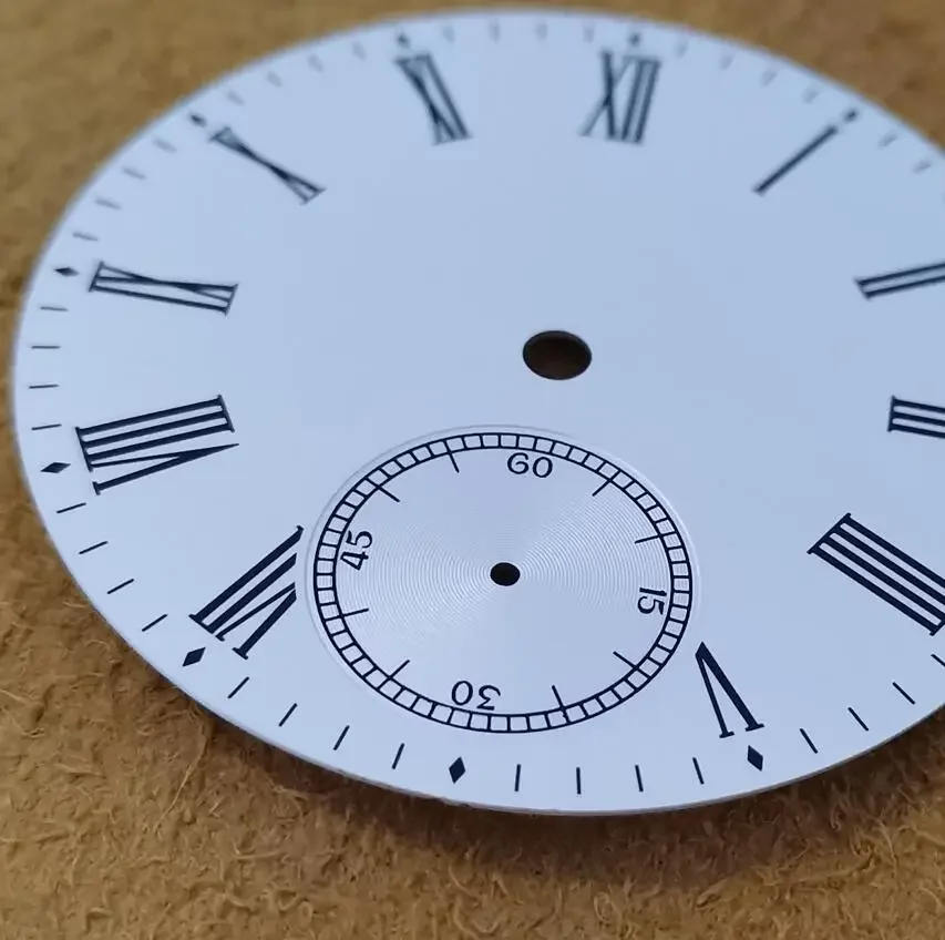 Watch accessories 39mm matte Rice white Watch dial Rome number 6 o 'clock second hand dial thick 0.4mm pitch-row 10 mm