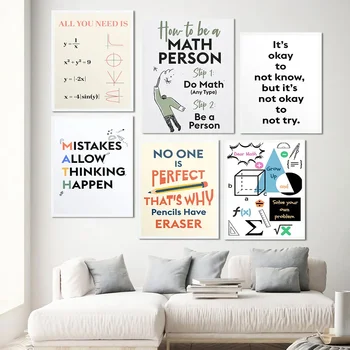 Pittura su tela Matematica Poster Stampa artistica Matematica Poster educativi Stampa Divertimento Matematica Arte della parete Arredamento per l'aula Regalo per gli insegnanti