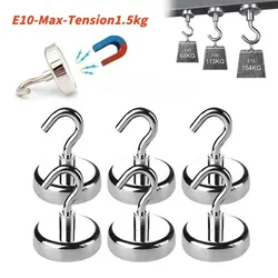 Set of 10 Heavy - Duty Multipurpose Magnetic Storage Hooks for Home and Office Organization (E10 - Max - Tension1.5kg)