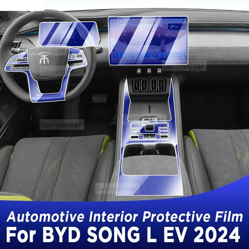 

Для панели коробки передач BYD SONG L EV 2024, приборной панели навигации, Защитная пленка для автомобильного интерьера, наклейка из ТПУ против царапин