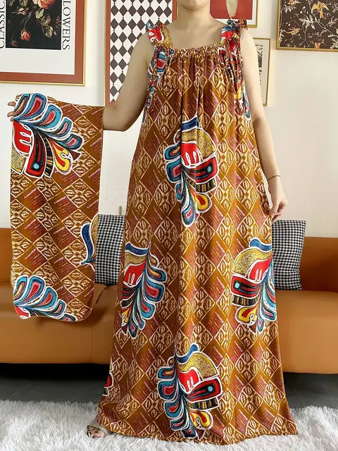 110472-c6932a.jpg Robe d'été en fibre de coton avec écharpes pour femmes, sous-robe, Abaya Dashiki, Maxi Lady Robe, Kaftan, Robe éducative, 2024