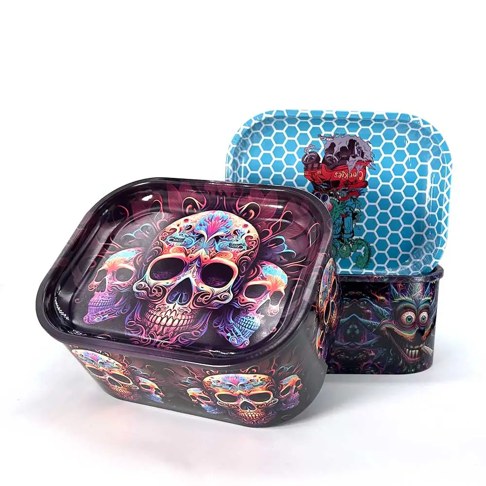 Portable Trendy Cool Metal Cigarette Storage Box, 18x14cm