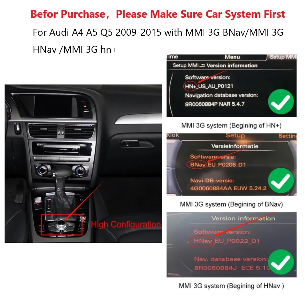 CarPlay e Android Auto wireless per Audi A4 B8 A5 Q5 2010-2015 con interfaccia MMI 3G, AirPlay, MirrorLink, Bluetooth e supporto per telecamera. - Image 5
