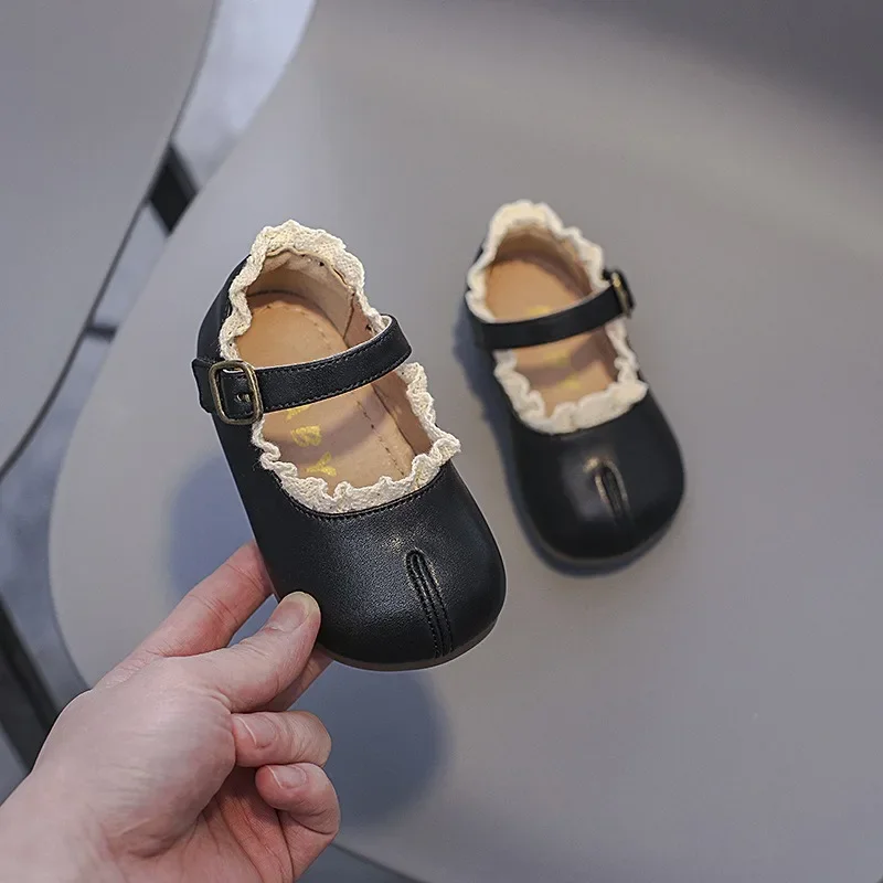 Spring Autumn Baby Girls Leather Shoes Children Lace Party Princess Shoes Non-slip Soft Sole Toddler Kids Lightweight