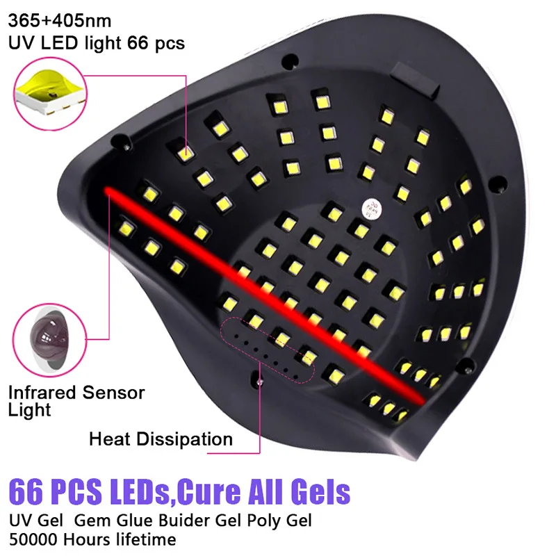 280W LED UV Nail Drying Lamp 66 Beads Lamp For Manicure With Motion Sensing Large Space For Fast Curing Gel Polish And Home Use 6