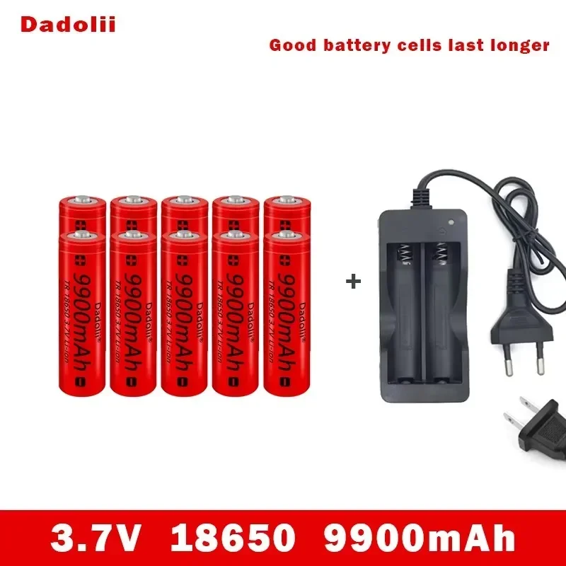 18650 Battery Rechargeable Battery 3.7V 18650 9900mAh Capacity Li-ion Rechargeable Battery For Flashlight Torch Battery+Charger 2