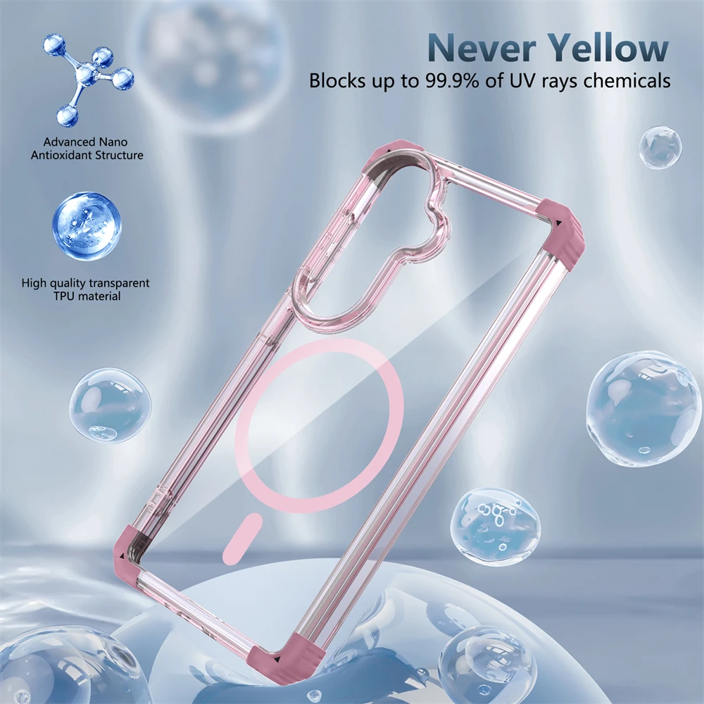 Shockproof Clear Magnetic Case with Corner Airbags and Glossy Finish