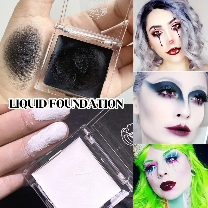 Matte Light White Liquid Foundation Cream Full Coverage Long-Lasting Black&White Cosplay Festival Makeup For All Skin Types_voghion.com
