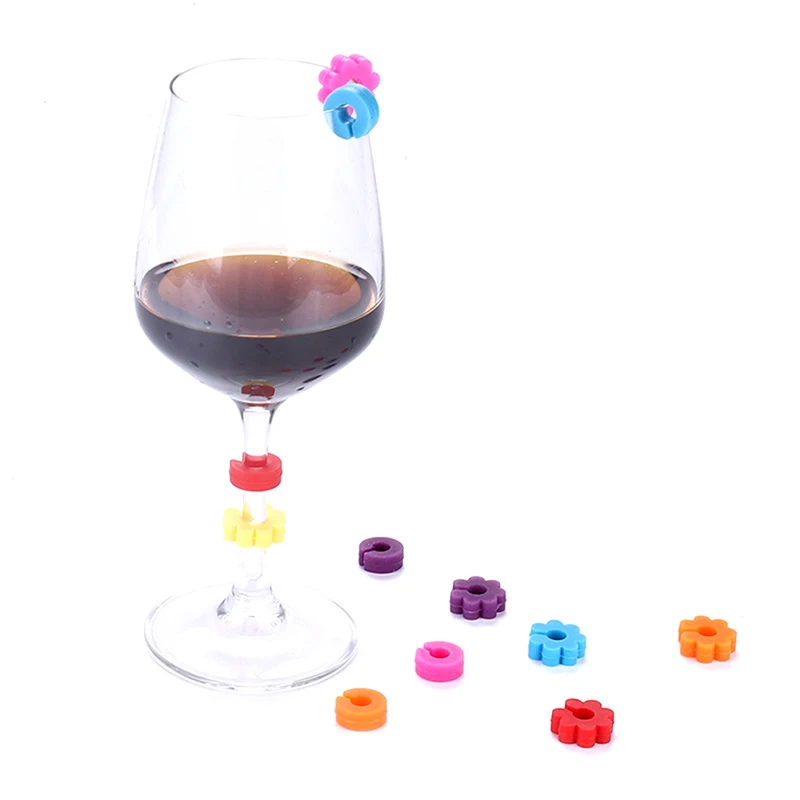 New 6Pcs Fruit Pattern Silicone Wine Glass Premium Durable Drink Marker For Drinks Cups Beverage Glasses Wine Glass