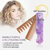 NEW Marble Multi-functional Folding Pocket Combs Men Oil Head Comb Plastic Mini Beard Comb Barber Hair Styling Wide Tooth Combs 3