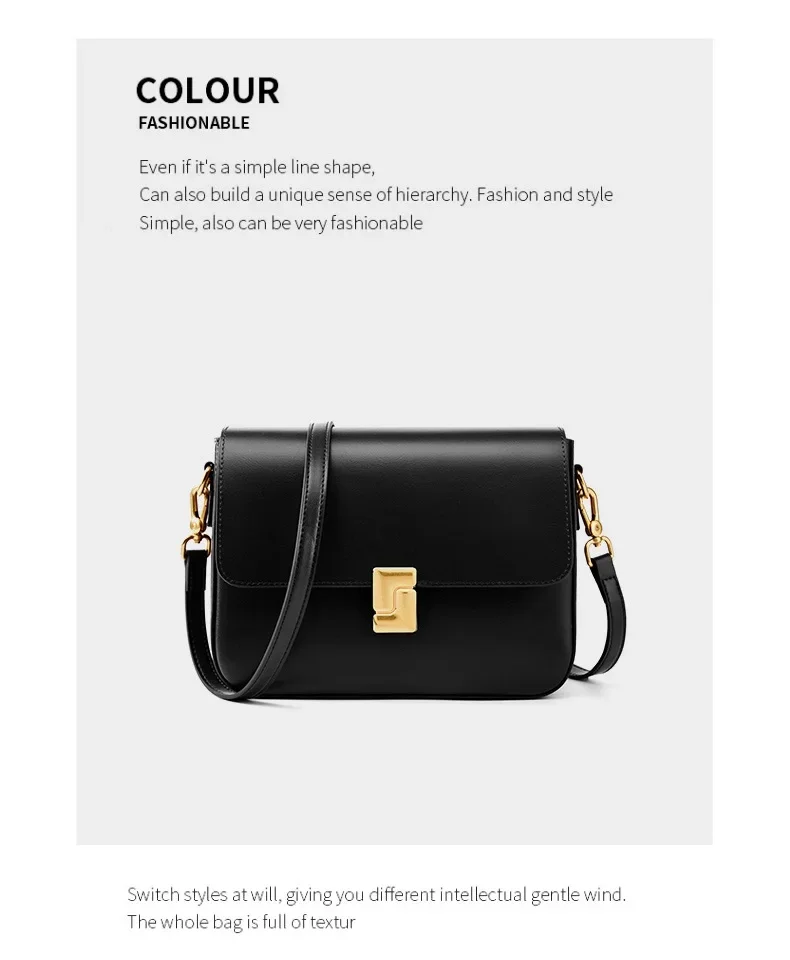 Luxury Women’s Genuine Leather Crossbody Square Bag