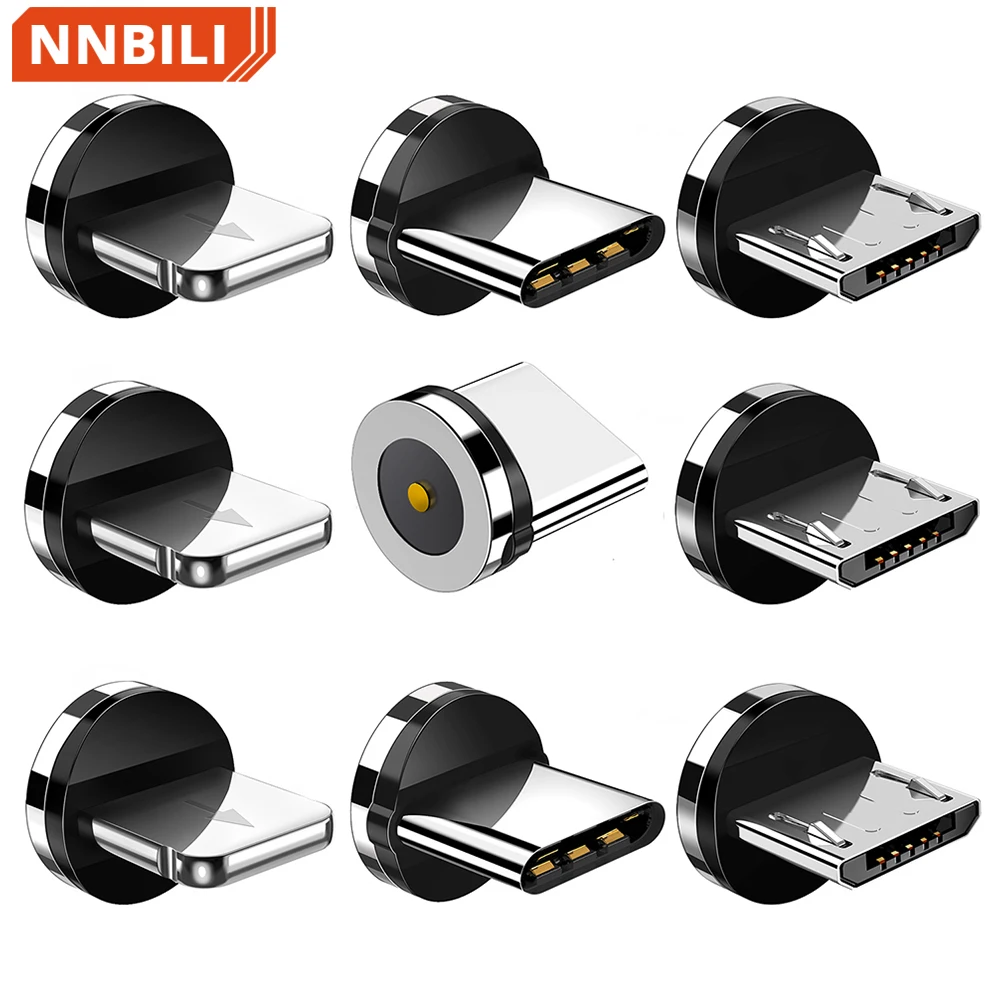5Pcs Universal Magnetic Tips for Round Magnetic Cable Type C Micro USB Magnet Replacement Parts Mobile Phone Dust Plug Adapter