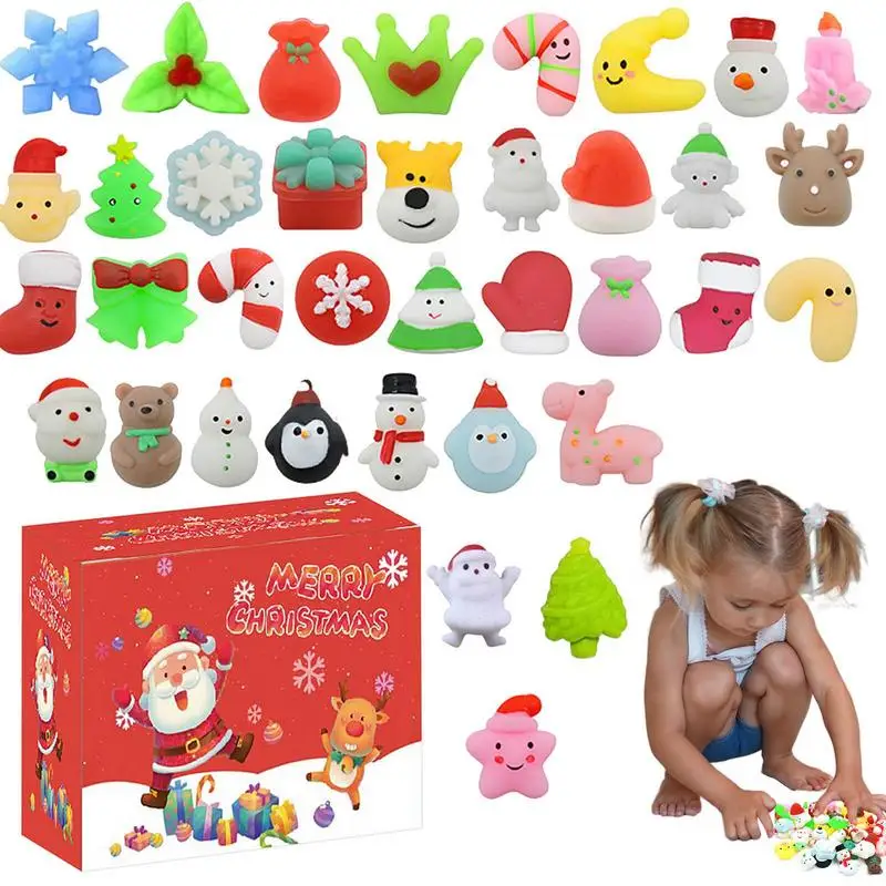 

Advent Calendar Elasticity 24 Days Countdown Calendar Christmas Gift Set Unusual Christmas Themed Mochi Plush Toy Soft Rubber