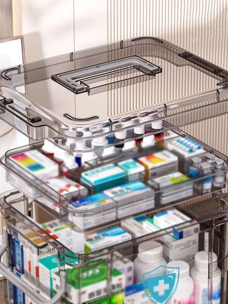 Description Picture 3 of itemstorage box Home plastic first aid box with handle Transparent home emergency tool kit Drug storage box