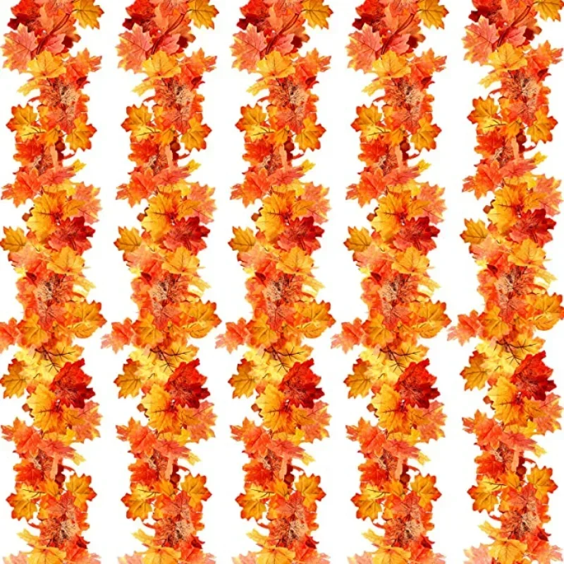 

1.75M Red Maple Leaf Vine Garland Decoration Autumn Thanksgiving Autumn Decoration Outdoor Hanging Vine Artificial Maple Leaf