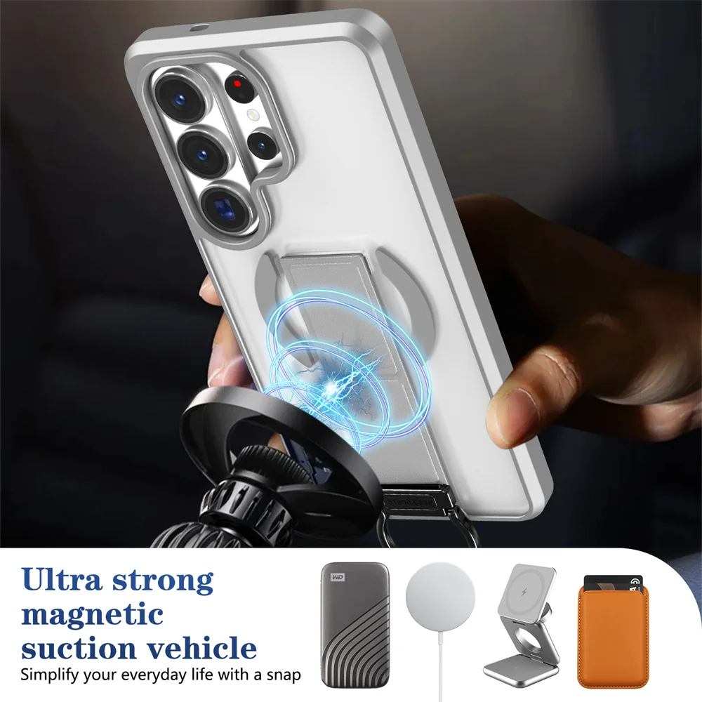 Magnet Folding Magnetic Stand Phone Case with Frosted Slim PC Translucent Cover
