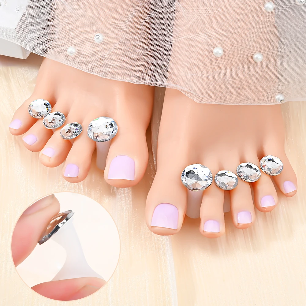 8pcs/Bag Soft-Silicon Finger Toe Separator Pearl/Diamond/Flower/Rabbit Desig for Nail Polish Finger Toe Pedicure Separation Tool