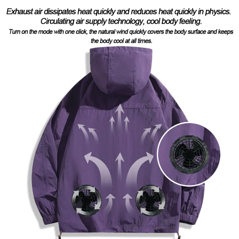 Summer Ice Cool Jacket Men & Women Air Fan Clothing UV Sun Protection Lightweight Outdoor Clothes Windproof Cooling Apparel Coat