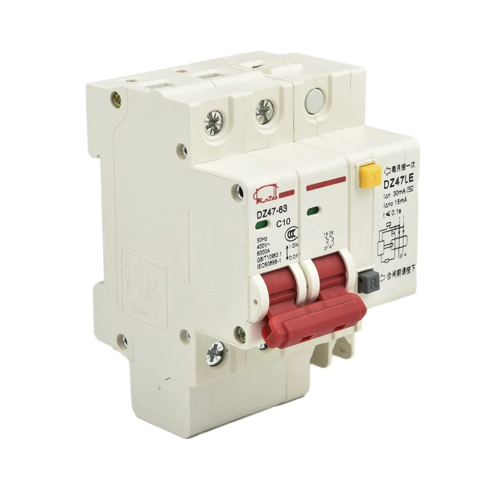 

Circuit breaker 2 pole DZ47LE Rated current 20A Grounding wire connection Power on indicator light Leakage fault protection