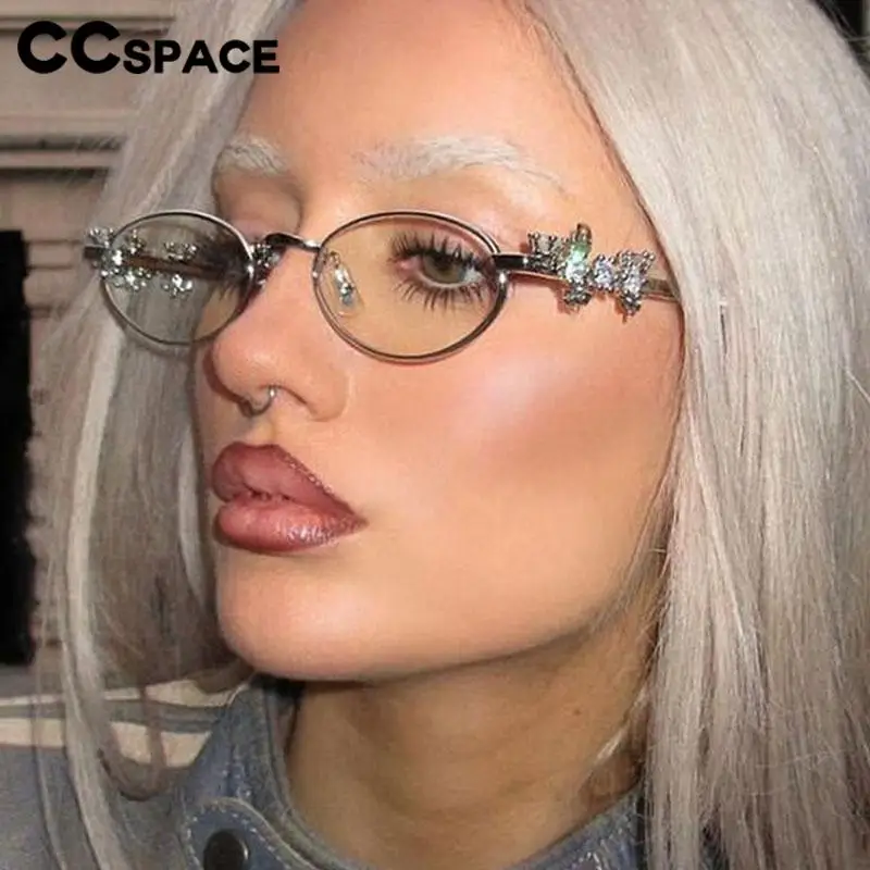 57231 Luxus Marke Design Frauen Optische Gläser Mode Oval Kleine Größe Metall Sonnenbrille Uv400 Anti Blau Licht Brillen