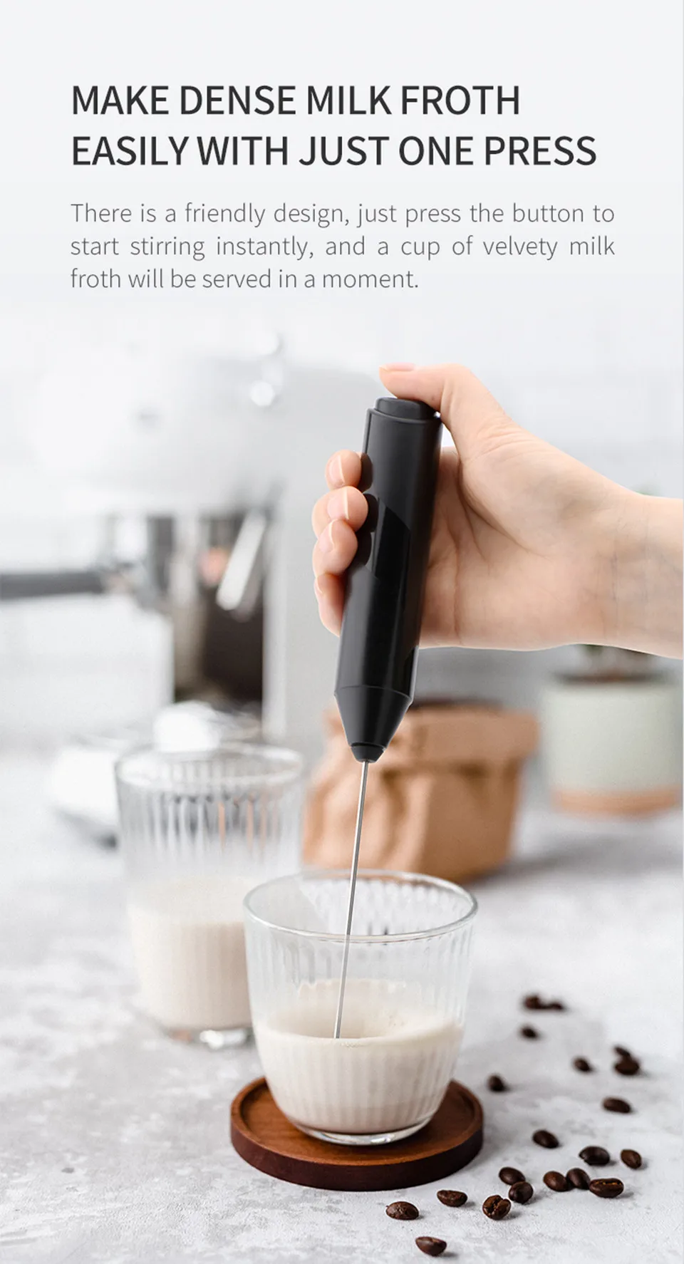 Description Picture 5 of itemMilk Frother Handheld Mixer Foamer Coffee Maker Egg Beater Chocolate/Cappuccino Stirrer Mini Portable Blender Kitchen Whisk Tool