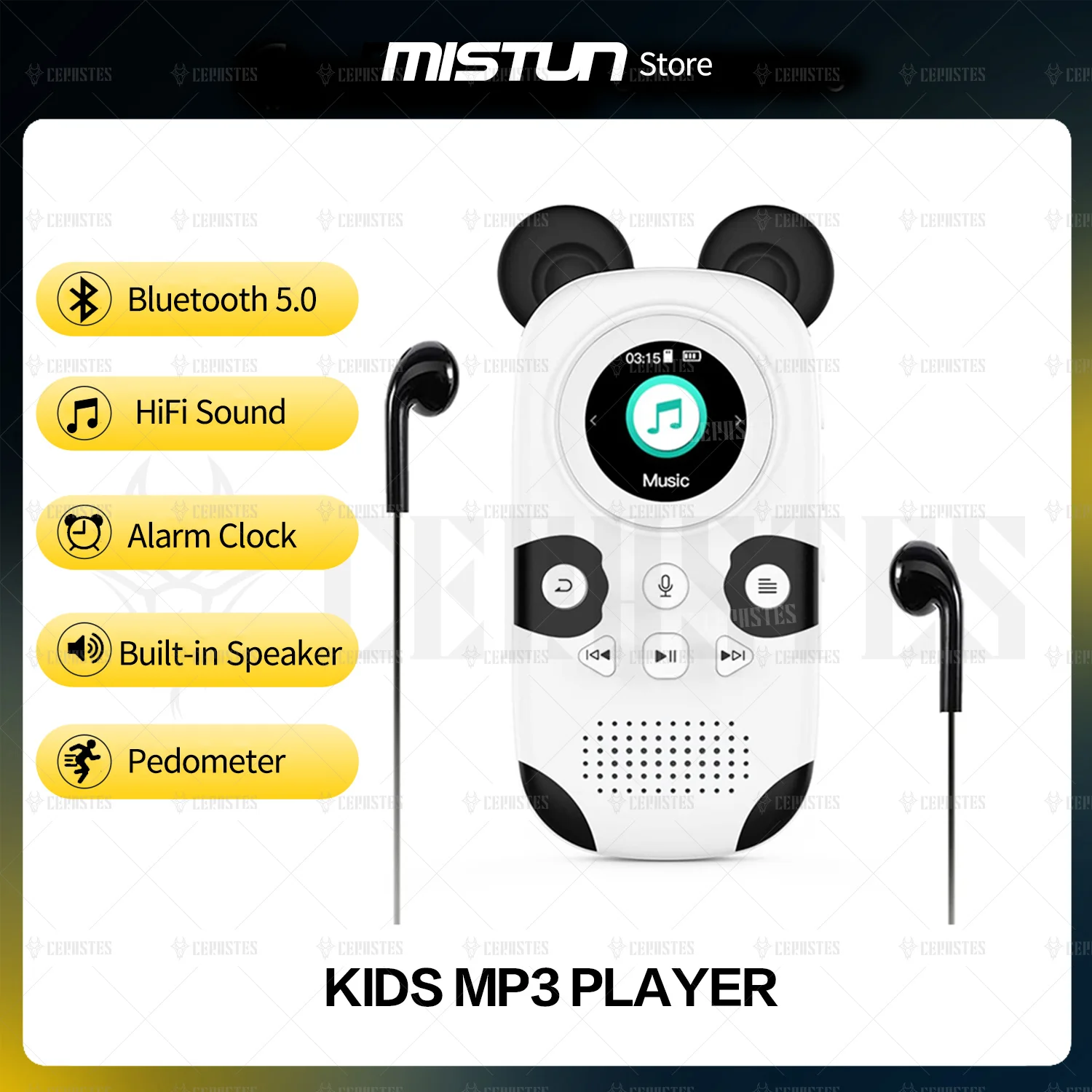 Lettore Mp3 Musicale Portatile Per Bambini 16Gb Bambini Cute Panda Walkman Con Altoparlante Bluetooth 5.0/Fm/Voce/Registratore/Sveglia/Pedometro