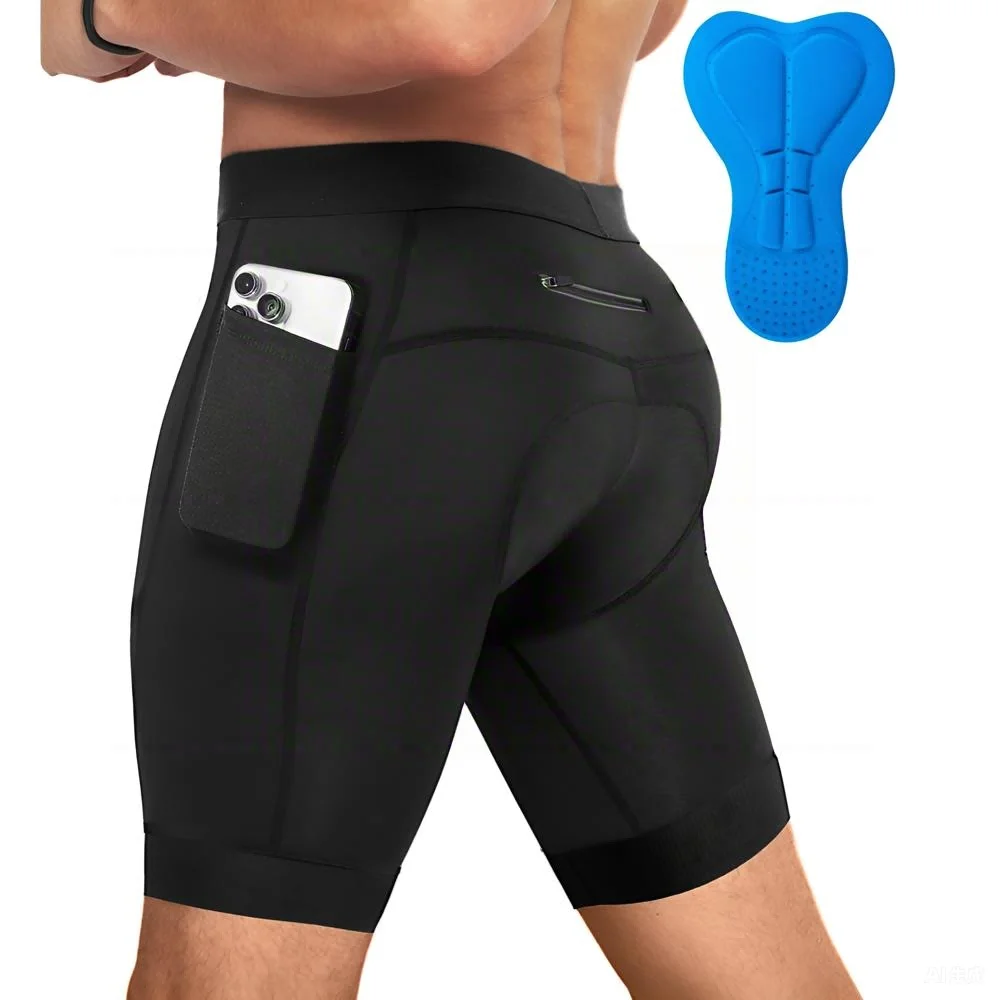 Pantaloncini da ciclismo performanti da uomo con imbottitura 3D, pantaloncini da bici da strada e montagna traspiranti ad asciugatura rapida con 3 tasche