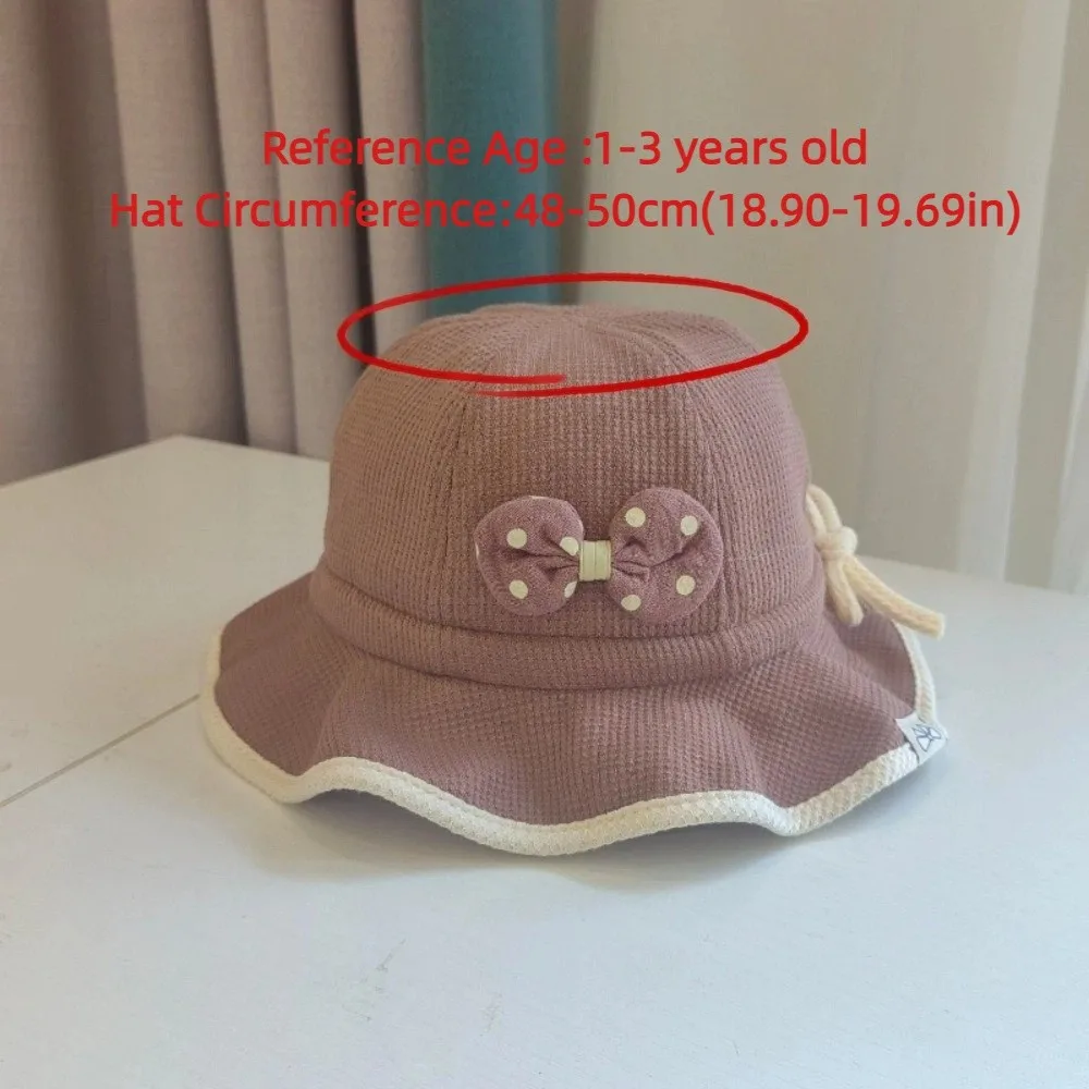 Ruffle Bows Baby Bucket Hat Breathable Adjustable Drawstring Toddler Basin Cap Cute Comfortable Baby Sun Visor Hat Travel