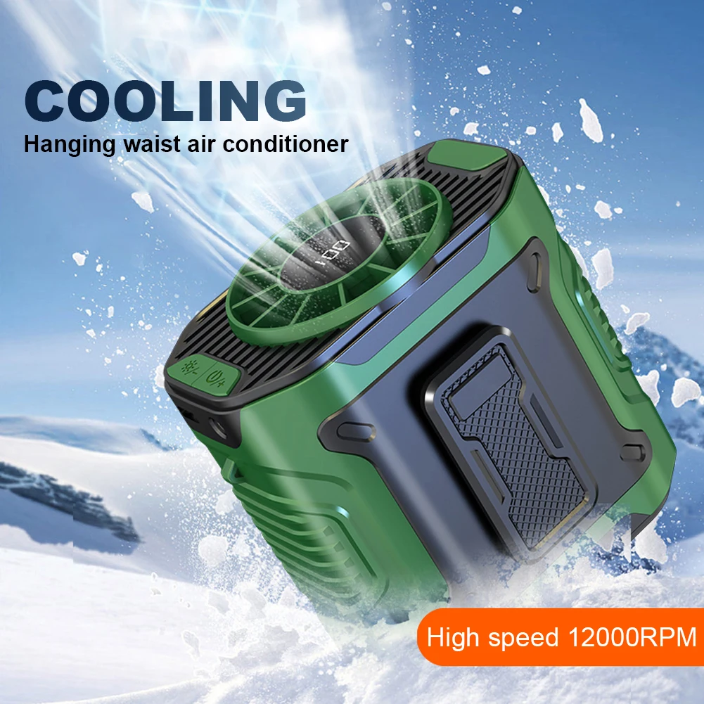 Portable Waist Fan USB Rechargeable Hands-Free Cooling Neck Fan 3600mAh Personal Fan Waist Clip Fan for Outdoor Camping Travel