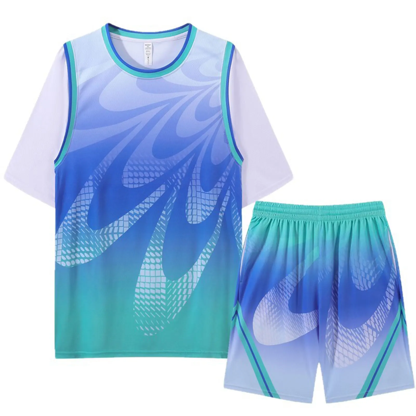 유니섹스 키즈 소년 소녀 농구 유니폼 팀 훈련 복장 스포츠 세트 반팔 축구 저지 탑 반바지 스포츠웨어