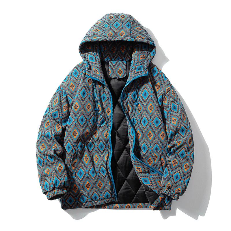 

FUODRAO New Brand Print Thicken Warm Winter Jackets Vintage Parkas Men Hip Hop Streetwear Hooded Outwear Oversized Coat J007