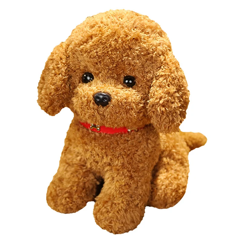 Lovely Curly Hair Teddy Dog Plush Toy with Collar and Head Flower - Soft Stuffed Animal
