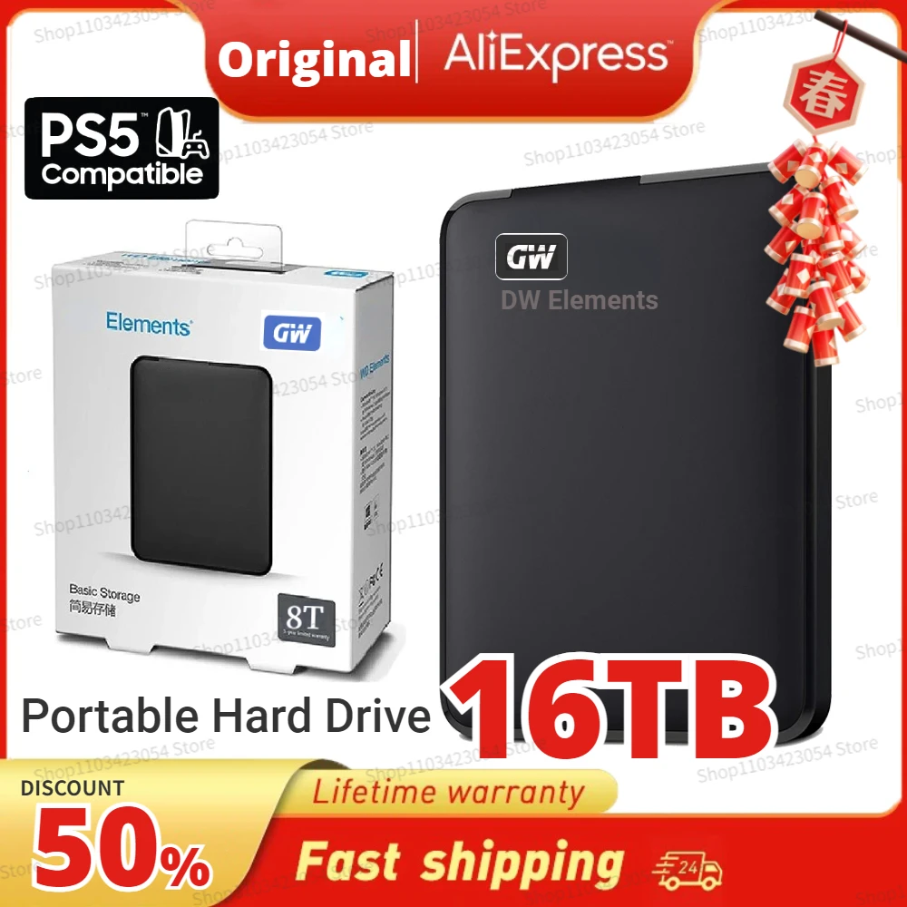 

New Original Western 64TB Element Portable External Hard Drive DW 500GB 1TB 2TB 4TB HDD USB 3.0 Suitable For Desktop Laptops ps5