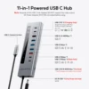 PULWTOP Powered USB C Hub,USB C Powered Hub with USB A/C 3.2 , 100W PD-in, 2 x 24/45W USB-C PD Charging Data Hub for PC Laptops 2