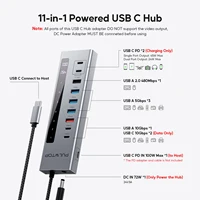 PULWTOP Powered USB C Hub,USB C Powered Hub with USB A/C 3.2 , 100W PD-in, 2 x 24/45W USB-C PD Charging Data Hub for PC Laptops 2