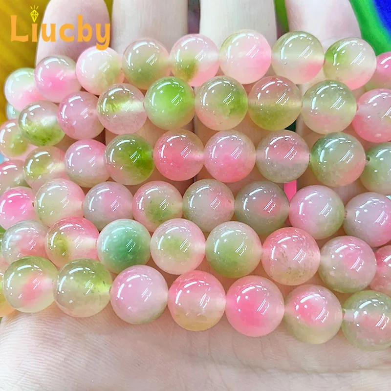 Peach Jade Marrow Chalcedony Natural Stone Beads Jewelry Making DIY Bracelets Accessories 15" Strand 6/8/10/12mm