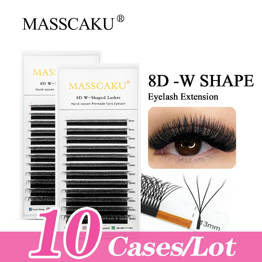 10cases/lot MASSCAKU W Shape lashes Automatic Flowering Blooming One Second Blooming Automatic Flowering Premade Fans Eyelashes abonnie blooming easy fans lashes extensions fast automatic eyelashes false flowering auto fan eyelashes cilios
