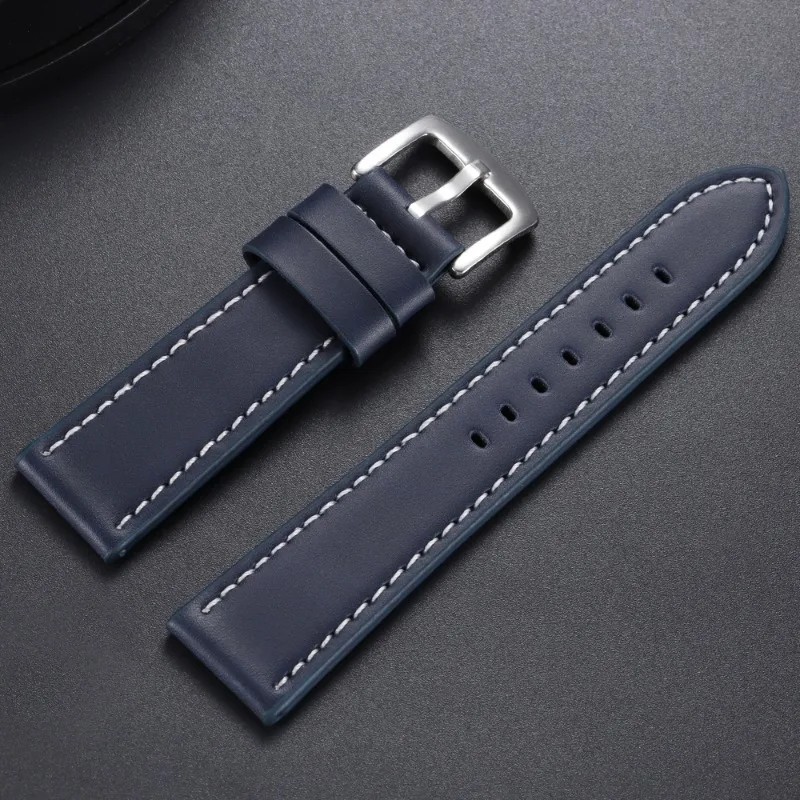Premium Genuine Leather Watchband with Vintage Stitching – Universal Sport Strap