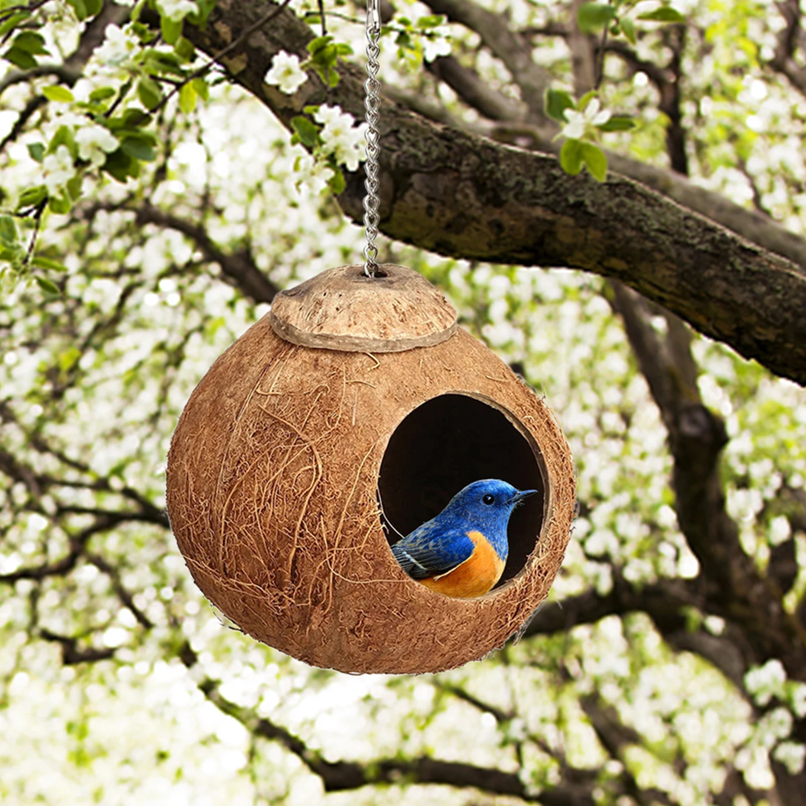 Nichoir En Noix De Coco Pour Oiseaux - Diamètre 14-16 Cm - Suspendu - Pour Extérieur Ou Oiseaux Domestiques