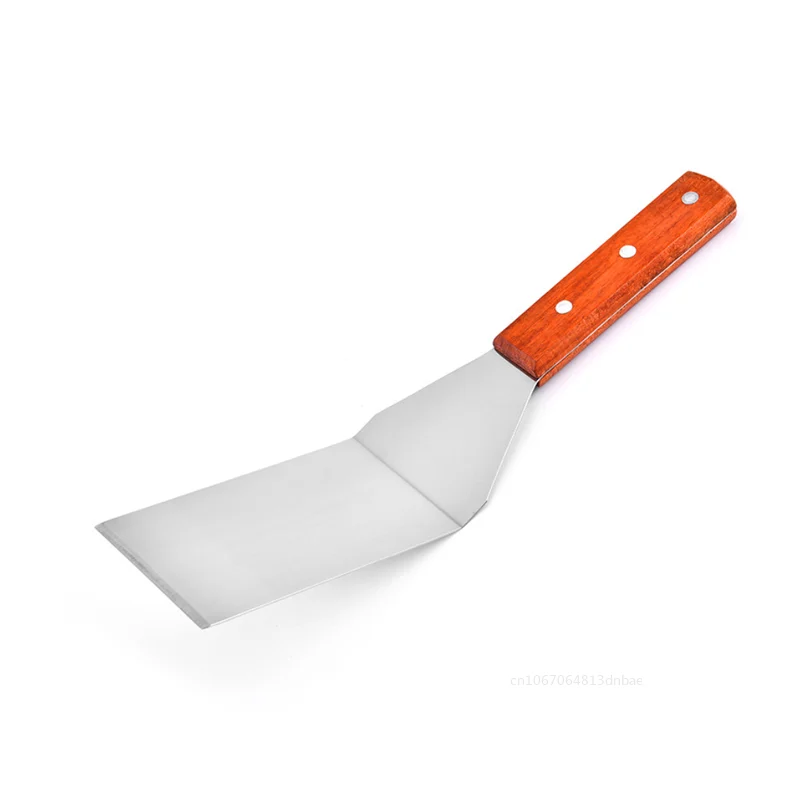 1pc Stainless Steel Square Head Steak Cooking Spatula BBQ Kitchen Utensils Wood Handle Pizza Shovel Pancake Beef Turner Scraper