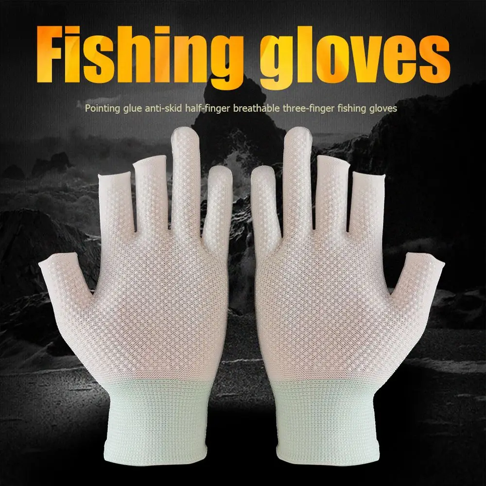Summer Ice Cool Open/Half Fingers Sport Nylon Fishing Gloves Cycling Gloves Three Fingers