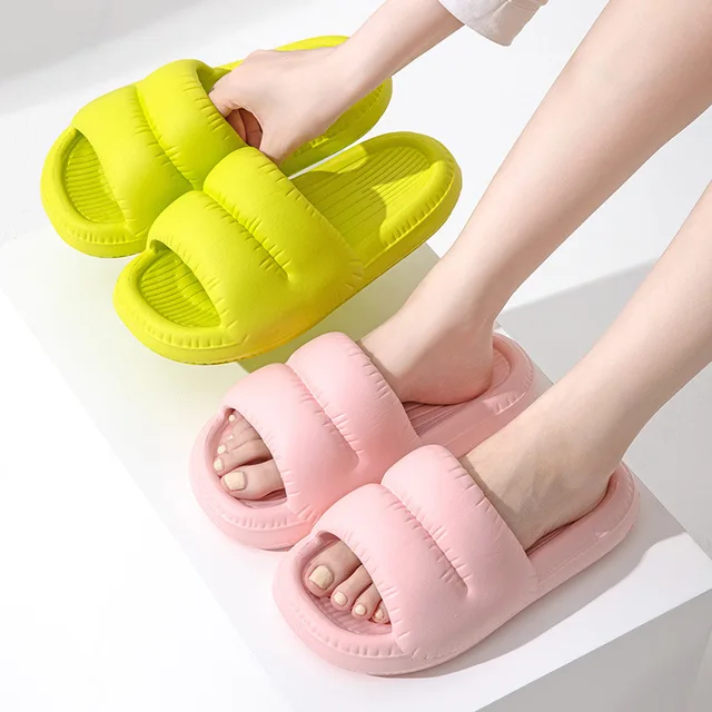 Summer Soft Shoes Cloud Slippers Indoor Mute Bathroom Anti-slip Slide Eva Beach Flip Flops Men Ladies Leisure Sandals