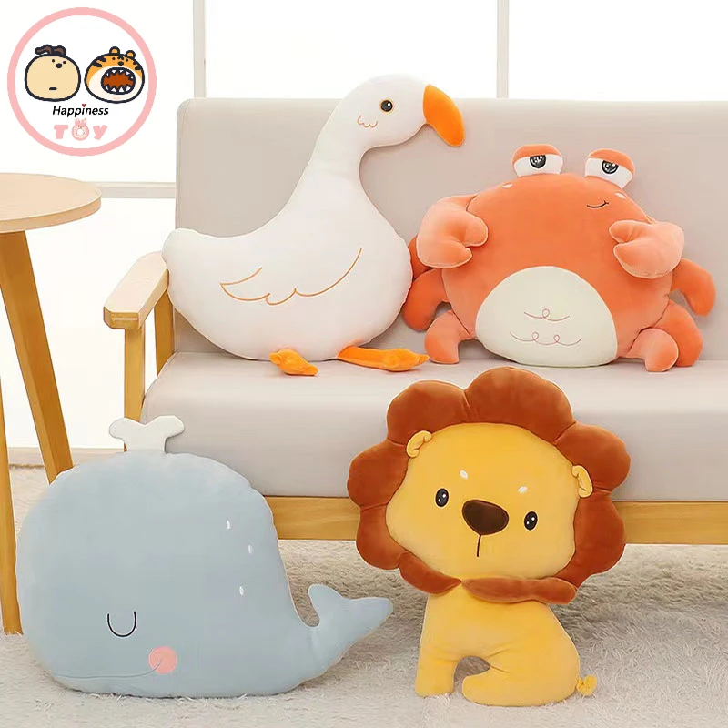

Милая мягкая плюшевая игрушка TikTok в стиле знаменитостей, мягкая подушка-краб, Кит, гусь, Лев, подушка, кукла для детской комнаты, декор дивана