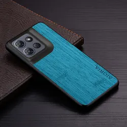 Bamboo Wood Pattern Leather Luxury Phone Case for Motorola Moto E15 (Cyan)