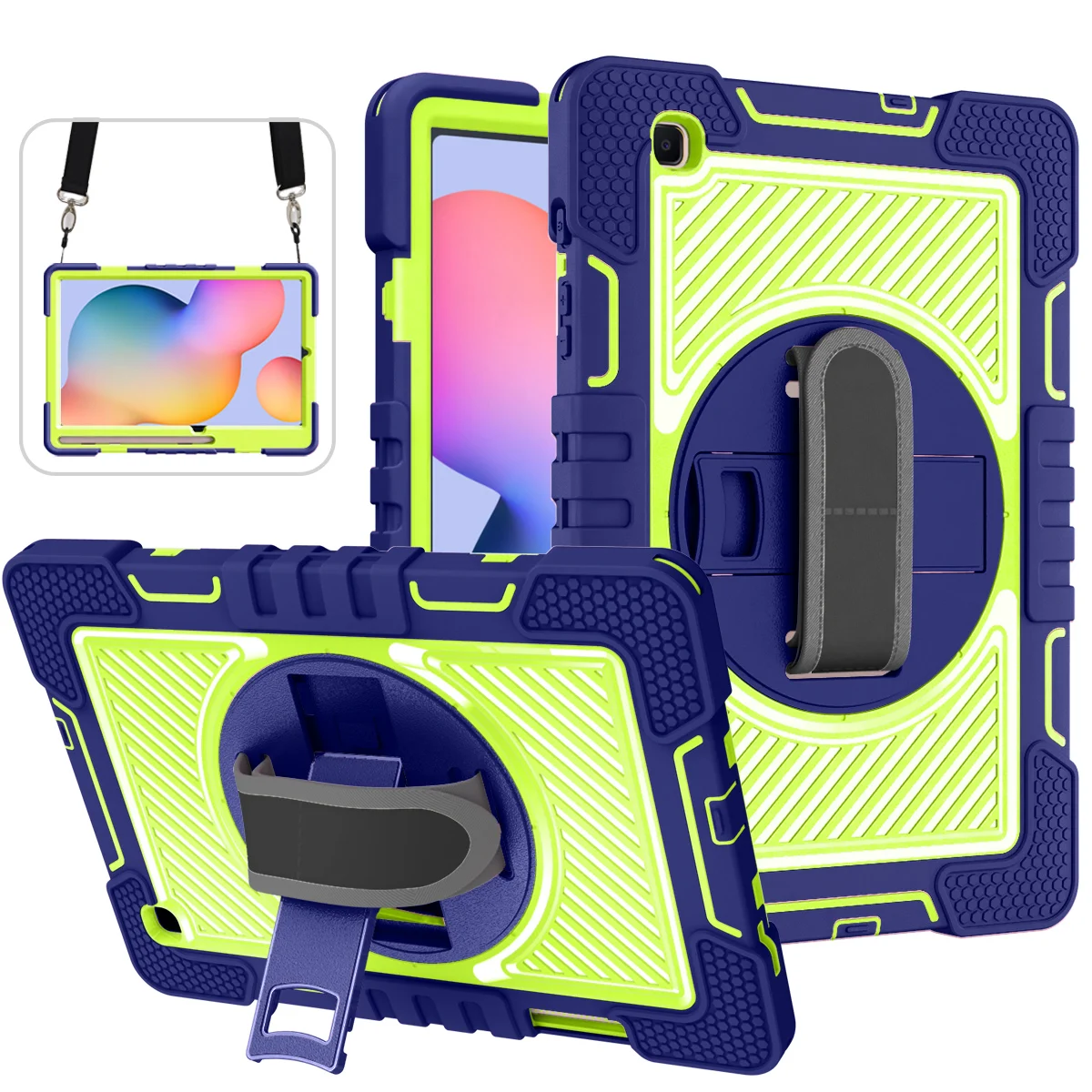 

For Samsung Galaxy Tab S6 Lite 10.4 inch 2020 2022 SM-P610 P615 SM-P613 P619 Case Kids Hand Shoulder Strap Stand Tablet Cover