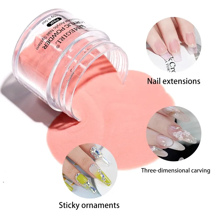 40ml Crystal Liquid With 45ml Acrylic Powder Set Pink White Transparent Acrylic Powder Kit Suitable Beginner Nail Kit