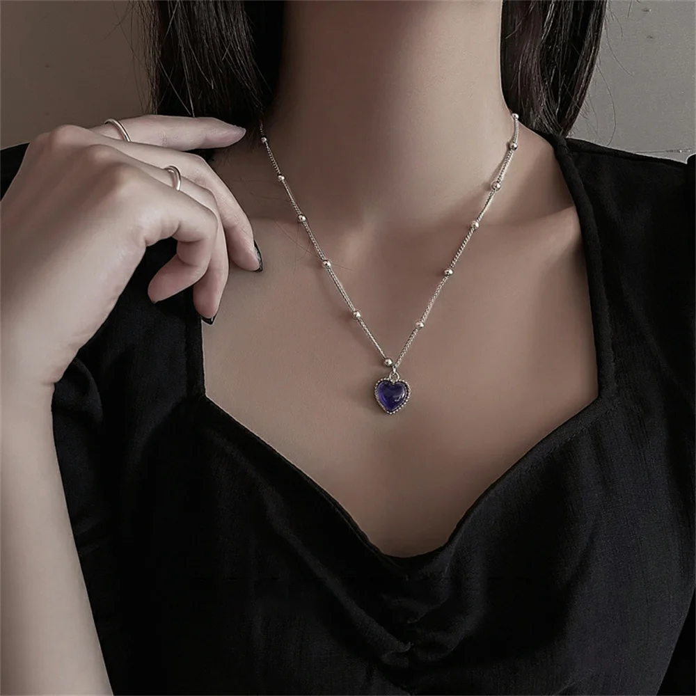 Edelstahl Gefühl Emotionale Empfindliche Verfärbung Liebe Anhänger Halskette Perle Kette Halskette Geschenk Schmuck Neue Mode_voghion.com