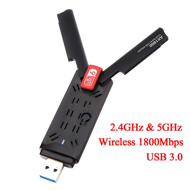 USB WiFi Adapter, AX1800 USB 3.0 WiFi 6 Wireless Network Adapter USB  Wireless Dongle with Dual Band 2.4GHz/5GHz for Desktop PC Laptop Support  Windows