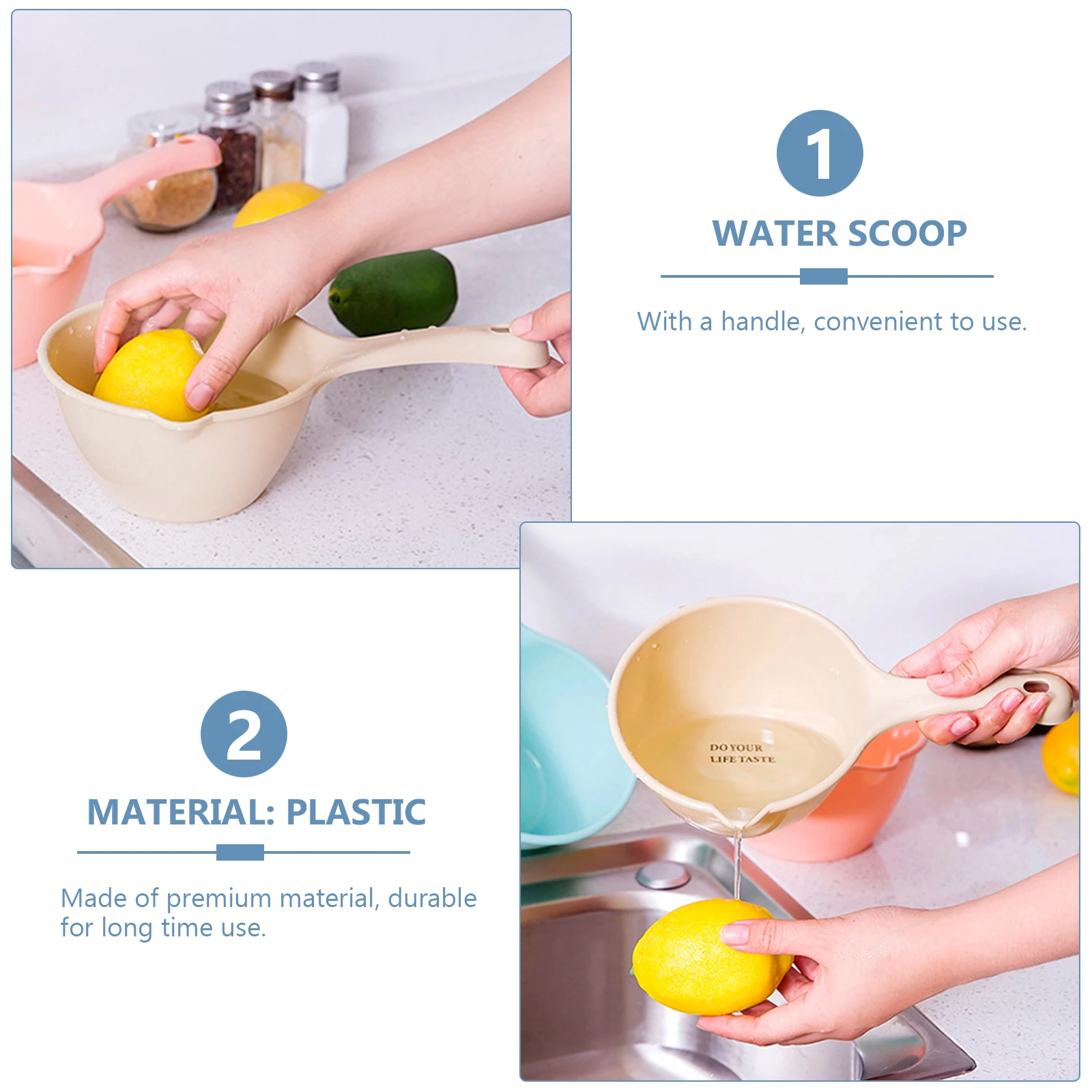 1Pc Plastic Shampoo Spoons Water Cup Bath Scoop Japanese Style Water Ladle Home Bathroom Dipper Handle Hair Washing plastic water ladle