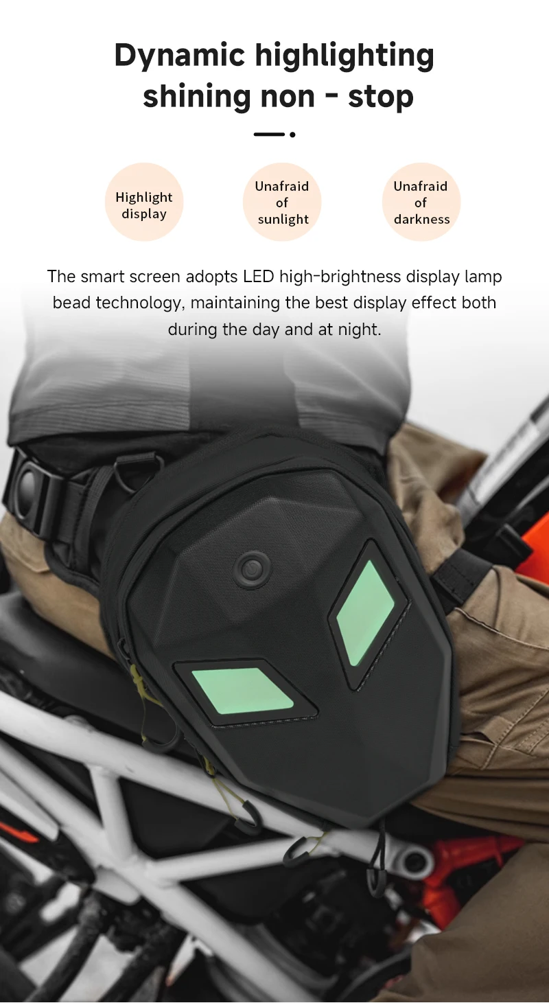 Man sling bag LED Eye Motorcycle Riding Unisex Leg Bag Hard Shell Waterproof Tra